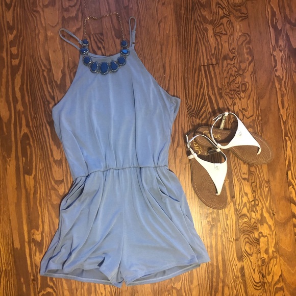 mmmmmm Dresses & Skirts - NWT blue sleeveless romper with pockets M